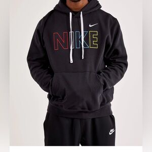 NWT Nike Black Club Fleece Hoodie with Multicolor Logo, Size 4XL Tall